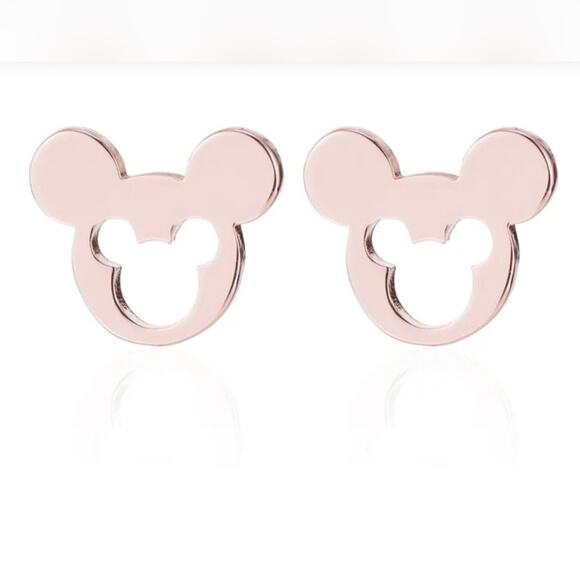 Rose Gold Plated Stainless Steel Mickey Mouse Earrings - Picture 1 of 4
